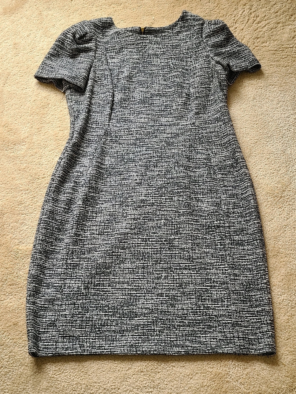 Calvin Klein Black & White Textured Sheath Midi Dress